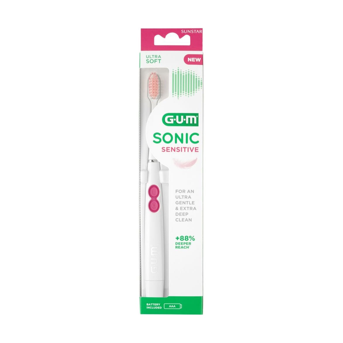 Електрична звукова зубна щітка GUM Sonic Sensitive біла, 1 шт